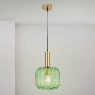 ORION Hanglamp Carneval, antiek messing/groen, Ø 20 cm, glas