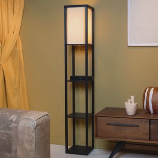 Lucide Menno vloerlamp, zwart, 162,7 cm, draadloze oplader