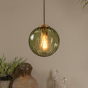 Lucide Hanglamp Monsaraz, groen, Ø 25 cm, glas, 1-lamp