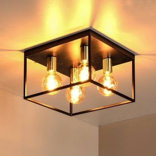 Lucide Ruben plafondlamp, zwart, 36 cm, 4-lamps, metaal, E27