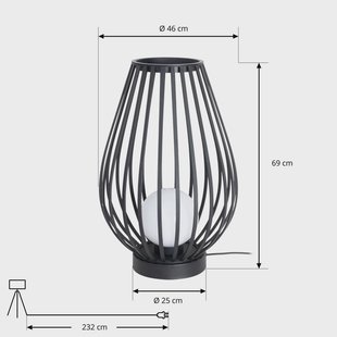 Lucande terraslamp Marrin, zwart, metaal, Ø 46cm