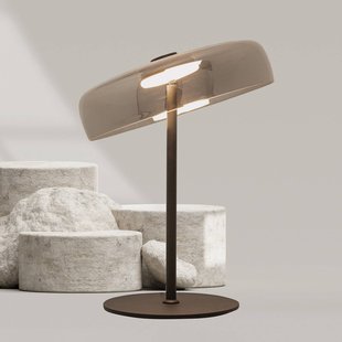 Zambelis LED tafellamp 23054, rookgrijs, glas, hoogte 52 cm