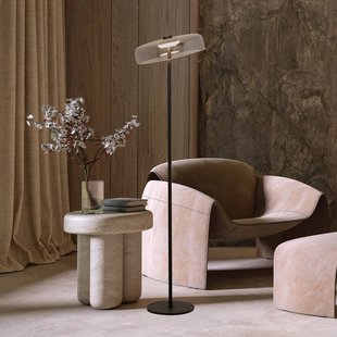 Zambelis LED vloerlamp 23055, rookgrijs, glas, hoogte 162 cm