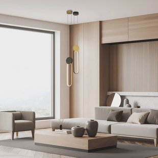 Zambelis LED hanglamp 23101, goudkleurig, zwarte ring, aluminium