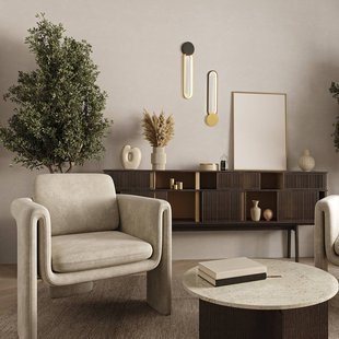 Zambelis LED wandlamp 23103, goudkleurig, zwarte ring, aluminium