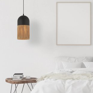 Zambelis Hanglamp 23071, zwart/naturel, Ø18cm, metaal, papier