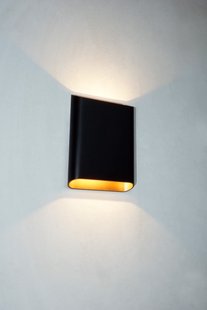 Artdelight Diaz Large - wandverlichting - 4 x 14,5 x 20 cm - 2 x 6W LED incl. - IP65 - zwart met goud