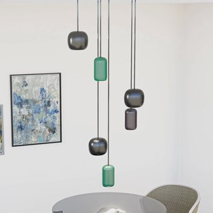 Lucande hanglamp Narion, zwart/kleurrijk, 6-lamps