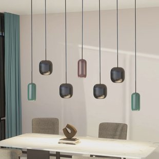 Lucande hanglamp Narion, zwart/kleurrijk, 7-lamps.