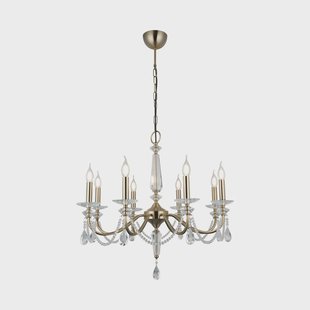 Lucea Kroonluchter Adone, rond, 8-lamps, messing, kristalglas