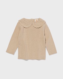 HEMA Babytrui gebreid met kraag zand (zand)