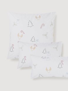 Katoenen perkal kussensloop Elvien met kerstborduurwerk