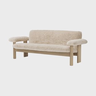 Audo Copenhagen Brasilia bank 2-zits Natural oak-Nature sheepskin curly