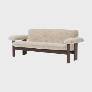 Audo Copenhagen Brasilia bank 2-zits Dark oak-Nature sheepskin curly