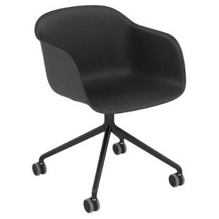 Muuto Fiber Armchair Bureaustoel Ongestoffeerd Zwart