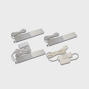 Hera LED meubelverlichting S-Pad F, set van 3, aluminium 3.000 K Dimmer