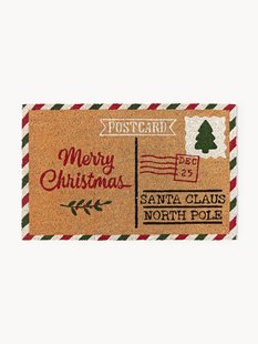 Handgetufte deurmat Yarrow met kerstpatroon