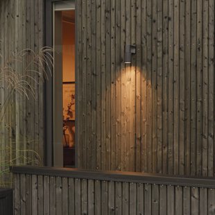 Konstsmide Buitenwandlamp Temi, zwart, breedte 11 cm, aluminium