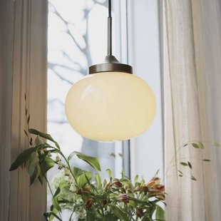 PR Home Hanglamp Elsy, messingkleurig, glas crème, stekker