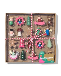 HEMA Houten kersthangers - 20 stuks (multi)