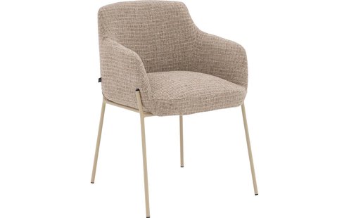 Goossens Stoel Pepijn beige stof met armleuning, modern design