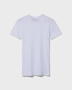 HEMA Heren ondershirt slim fit o-hals naadloos - 2 stuks wit (wit)