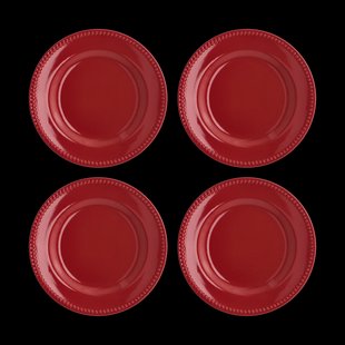 Scandi Living Dots klein bord 22 cm 4 stuks Rood