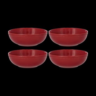 Scandi Living Dots ontbijtkom 60 cl 4 stuks Rood