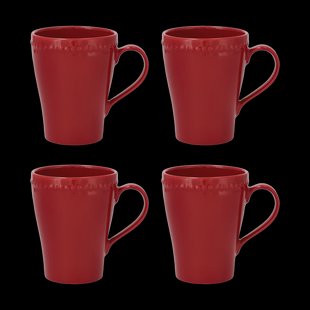 Scandi Living Dots mok 35 cl 4 stuks Rood