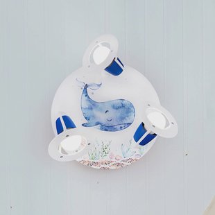 Elobra Plafondlamp Paul Pottwal, wit-blauw, Ø 29 cm, 3-lamps