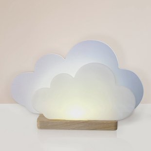 Elobra LED tafellamp Wölkchen, wit, hout, 3000 K, dimbaar