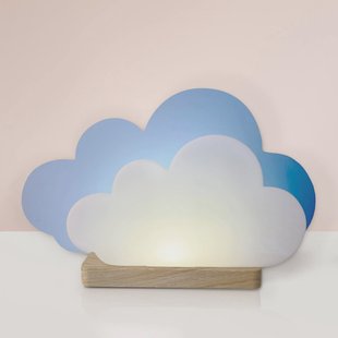 Elobra LED tafellamp Wölkchen, blauw, hout, 3000 K, dimbaar