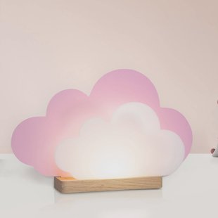 Elobra LED tafellamp Wölkchen, roze, hout, 3000 K, dimbaar