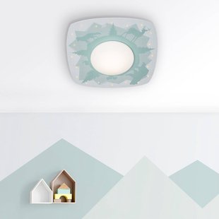 Elobra Scandi forest LED plafondlamp, 58 cm, groen, MDF hout