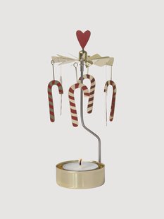 Kerst waxinelichthouder Polkagris, draaibaar