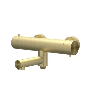 Badthermostaatkraan IVY Concord Opbouw Omstel Met Draaibare Baduitloop Met Omstel RVS316 Geborsteld Mat Goud PVD