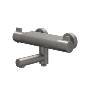 Badthermostaatkraan IVY Pact Opbouw Omstel Met Draaibare Baduitloop Met Omstel Cooltouch Geborsteld Metal Black PVD