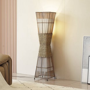 Lindby Jacinto vloerlamp, bamboe, hennep, hoogte 130 cm