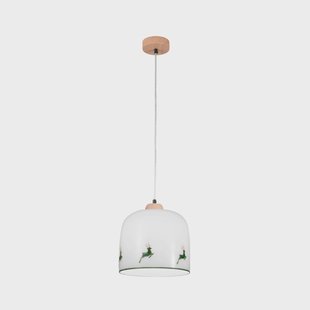 austrolux Kolarz Chalet hanglamp, wit/groen hert, Ø 25 cm, glas
