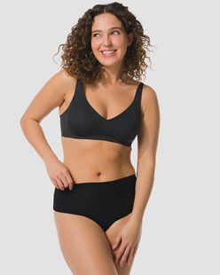 HEMA Damesstring hoge taille micro rib ultimate comfort zwart (zwart)