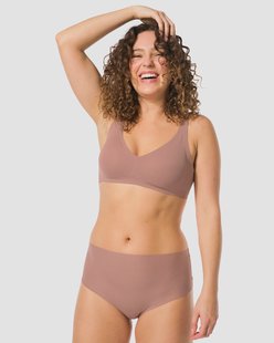 HEMA Damesstring hoge taille micro rib ultimate comfort lichtbruin (lichtbruin)