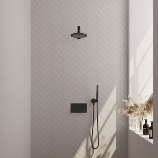 Thermostatische Inbouwdoucheset Brauer Carving Recht Met Drukknoppen Mat Zwart (Alle Opties)