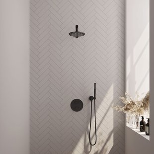 Thermostatische Inbouwdoucheset Brauer Carving Met Ronde Afdekplaat Mat Zwart (Alle Opties)