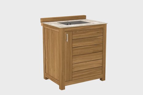 Passion Grills | Buitenkeuken Onderdeel | Milano Buitenkeukenkast met Wasbak | 80 x 63 cm | Albastro Cream