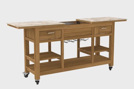 Passion Grills | Buitenkeuken Onderdeel | Milano Bar Eiland met Wielen | 150-200 x 50 cm | Albastro Cream