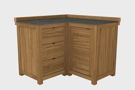 Passion Grills | Buitenkeuken Onderdeel | Milano Buitenkeukenkast Hoek 3 Lades + 1 Deur | 120 x 120 cm | Belgium Dark Grey