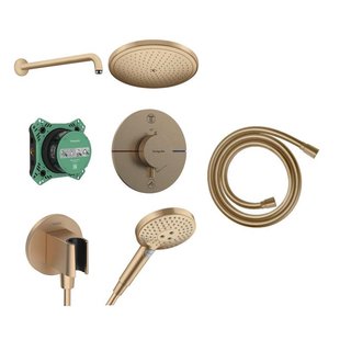 Hansgrohe Showerselect Doucheset - inbouwdeel - thermostaatkraan - hoofddouche - ecosmart - douchearm - handdouchehouder - doucheslang - handdouche - ecosmart - brushed bronze SW918119/SW918113/SW481756/SW545415/SW773885/SW528