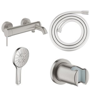 GROHE Essence Badset - badkraan - handdouche - handdouchehouder - doucheslang - supersteel brushed SW701890/SW472426/SW73279/SW862591
