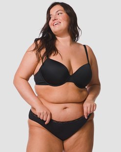 HEMA Damesslip naadloos micro met kant zwart (zwart)