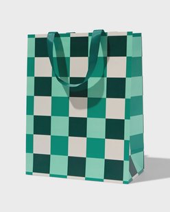 HEMA Cadeautas groen geblokt (goud)